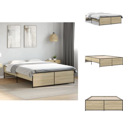 Cadre de lit sans matelas chêne sonoma 140x190 cm - Cadre De Lit - Lit Double - Lit En Bois - Lit Design - Literie (1/5)