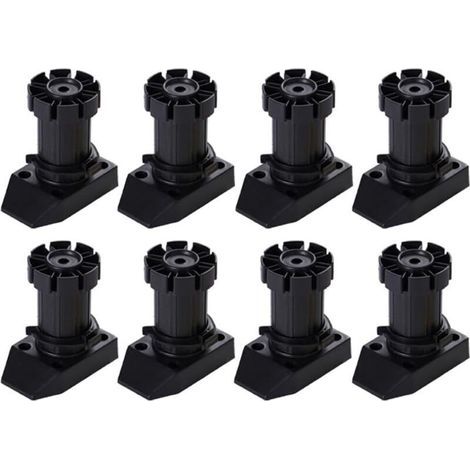Set mit 8 Schrankfüßen, höhenverstellbar von 50 bis 70 mm, verstellbare Kunststofffüße, für Küchen- und Badezimmerschränke, Schwarz (1/5)