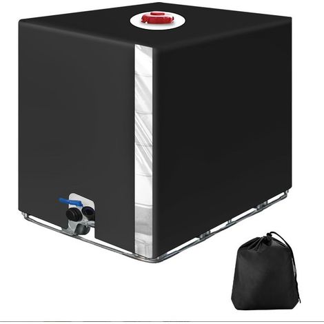 Bâche Cuve IBC 1000L 120100116cm, récupérateur eau pluie transparent anti-UV/poussière noir . (1/5)