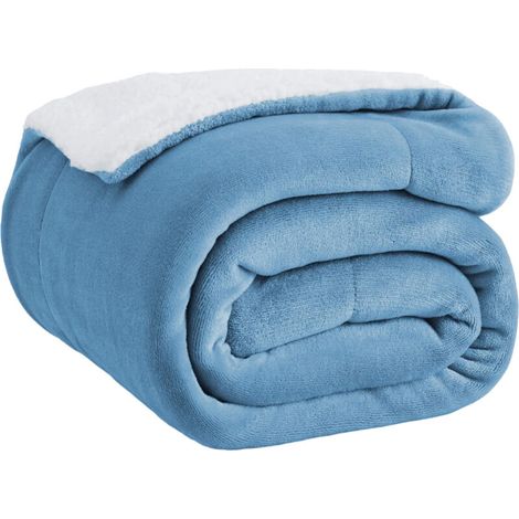 Kuschelige blaugrüne Wolldecke – dick und warm, weiches Fleece, 50 x 60 Zoll
