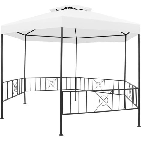 Tonnelle Barnum de Jardin, Pavillon, Pergola, Tente de jardin, 323x275x265 cm Blanc 180 g/m² OIB5355E (1/5)