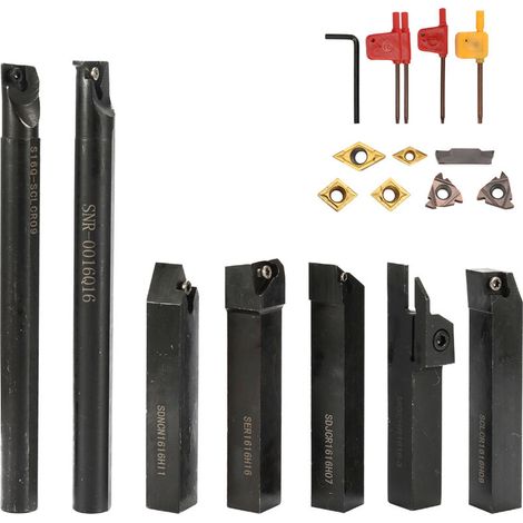 Jeu de sept pieces de 16 mm avec lame et cle en carbure, porte-outil, outil pour barre de tour (1/5)