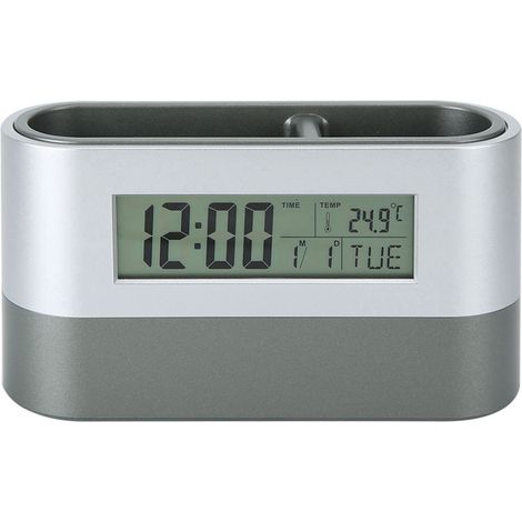Réveil Numérique LCD Porte-Stylo Calendrier Perpétuel Thermomètre Affichage Température Alarme Snooze Compte à Rebours Bureau (1/5)