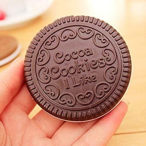 Filles Chocolat Cookie Mini Pli Miroir avec Peigne Princesse Portable Sandwich Biscuit Forme Maquillage Cosmétique Miroir de Poche (1/4)