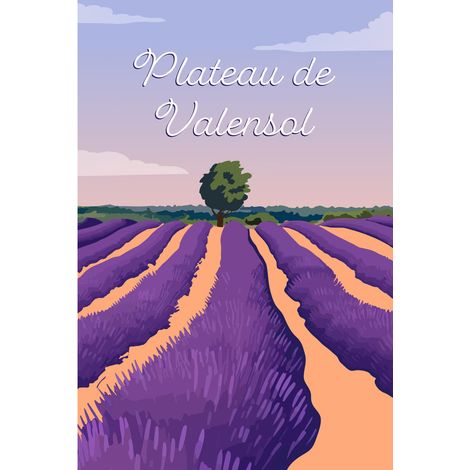 Tableau sur toile illustration Valensole 30x45 cm - Impression sur Toile Murale Décorative - Image imprimée en HD sur Toile - Toile sur Châssis en Bois FSC - Fabriqué en France (1/5)