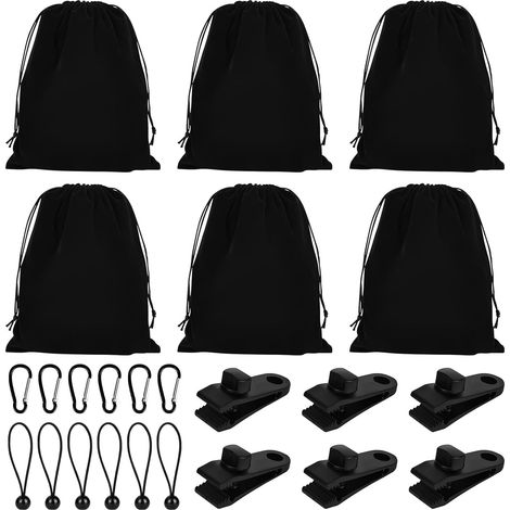 Tragbarer Gewichtssack für Pavillonvorhänge, Tischdecken-Gewichtssack, 6 Karabiner, 6 Clips und 6 Gummiseile, geeignet zur Befestigung von Zelten (1/5)