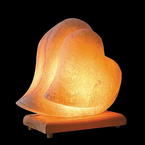 Lampada di Sale Himalayano Rosa naturale a forma di doppio Cuore 3-4Kg