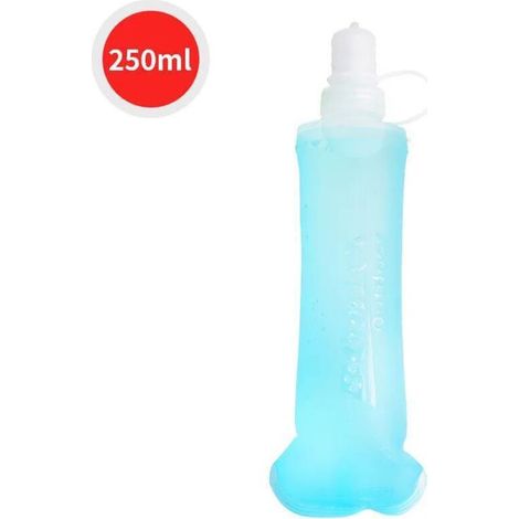 Bouteille d'eau TPU Bouteille d'eau souple pliable pour l'extérieur Bleu 250 ml (1/5)