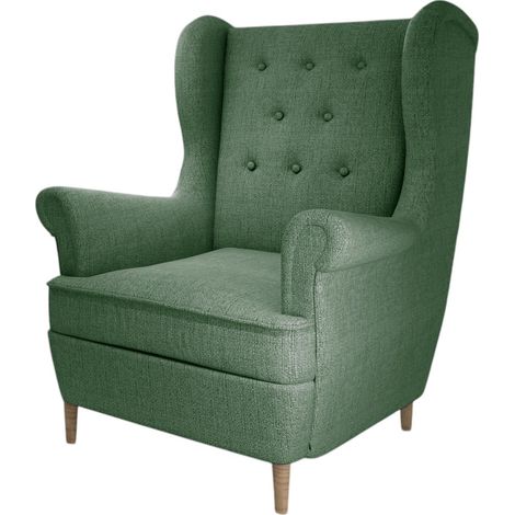 Fauteuil bergère LIZZI – Élégance intemporelle et confort royal-Vert clair (1/5)