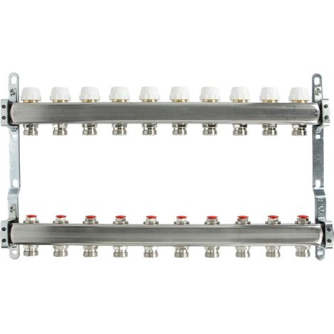 Collecteur plancher chauffant 10 circuits 1’’ acier inoxydable