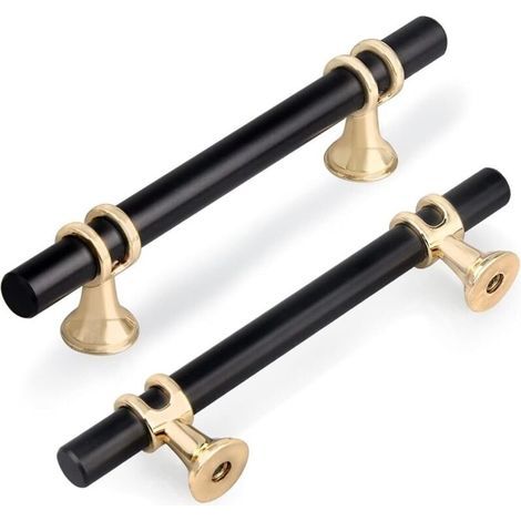 Maniglia per mobili da cucina, interasse fori 96 mm, maniglia per anta della cucina, maniglie per cassetti di armadi, guardaroba e comò, set moderno da 6 pezzi in lega di zinco a forma di T con base d (1/5)