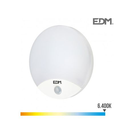 APLIQUE REDONDO EXTERIOR LED 13W 1850lm 6400K IP44 Ø25x4,9cm CON SENSOR DE MOVIMIENTO EDM