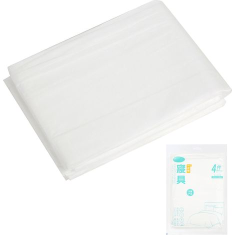 Lot de 4 housses de couette jetables sous vide WHIKON en tissu non tissé, comprenant draps, taies d'oreiller et sacs de rangement. Fournitures hôtelières. (1/5)