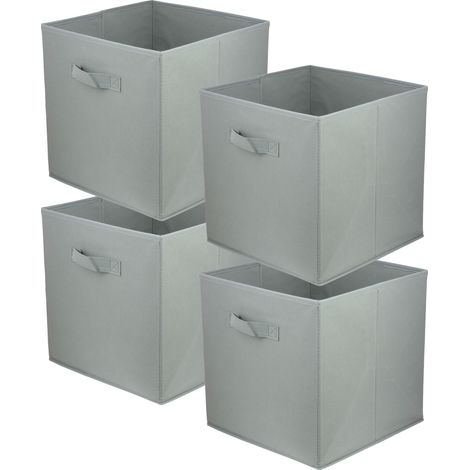 Boîte textile 31x31x31 gris clair - Lot de 4