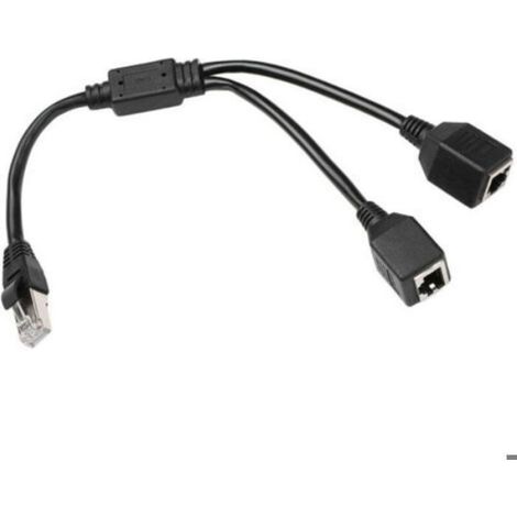 Répartiteur RJ45 mâle à 2 femelles – Câble d’extension réseau Ethernet haute performance – Pour maison et bureau – Noir, 24 cm (1/4)