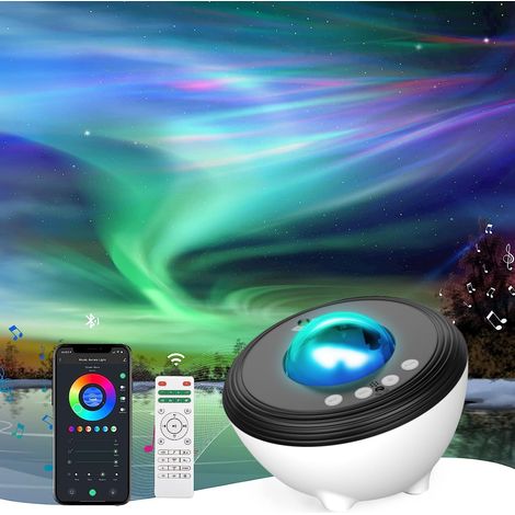 Proiettore di stelle, proiettore di galassie con 33 luci, proiettore di aurora boreale con lampada Wi-Fi intelligente e altoparlante Bluetooth, 8 suoni bianchi, telecomando a infrarossi, luce notturna