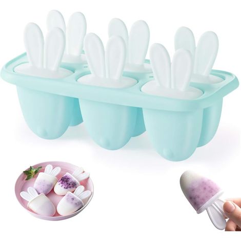 APEX Lot de 6 Moules à Glaces avec Batonnet, Mini Moule a Glace, ce Pop Mold Popsicle, Bleu Glaces à l'eau, Sorbet DIY Réutilisable (1/5)