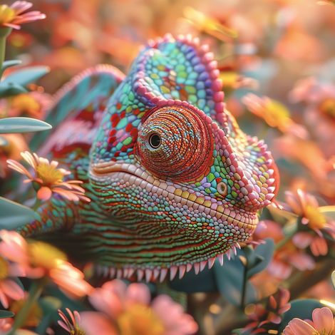 Tableau sur verre caméléon multicolore 30x30 cm - Impression sur Verre - Image HD  imprimée sur Verre - Tableau mural décoratif en verre - Finition Brillante - Fabriqué en France (1/5)