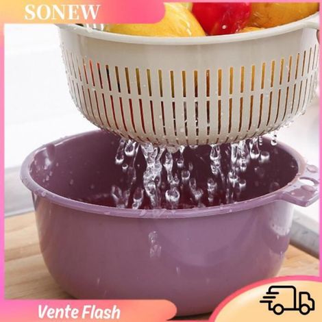 Sonew Ensemble de bols de passoire de cuisine Passoire de cuisine passoire bol ensemble double couche en meuble cube Grande taille (1/5)