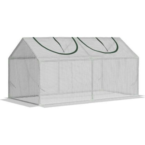 Serre Outsunny avec fenêtre. film de maille PE. serre en acier. serre pour balcon. jardin. serre à tomates 120 x 60 x 60 cm. serre pour légumes. fleurs. plantes. blanche (1/5)