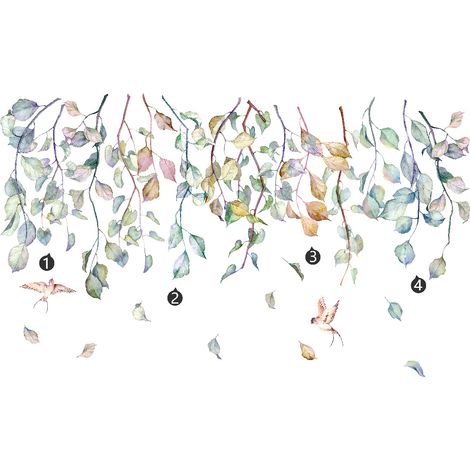 Aquarelles feuille verte vigne chambre décoration papier peint s (1/5)