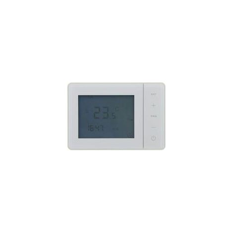 Thermostat programmable filaire blanc – Alimentation 2 piles 1,5V – Grand écran LCD rétroéclairé – Programmation hebdomadaire personnalisable