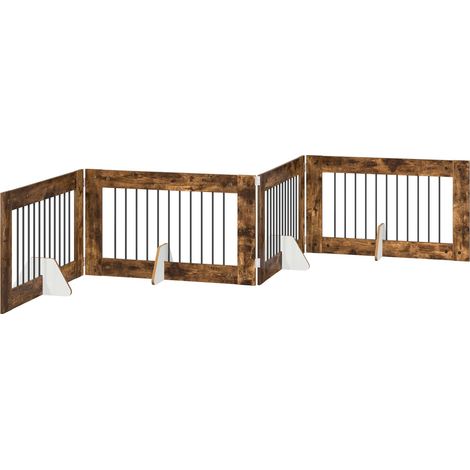 Foldable Dog Gate with Stands 4 pcs Smoked Oak 401 cm vidaXL