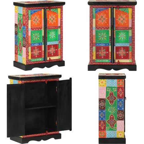 Buffet peint à la main avec portes 53x30x75 cm Bois de manguier - Buffet - Commode - Meuble De Rangement - Mobilier - Bois De Manguier - Home & Living (1/5)