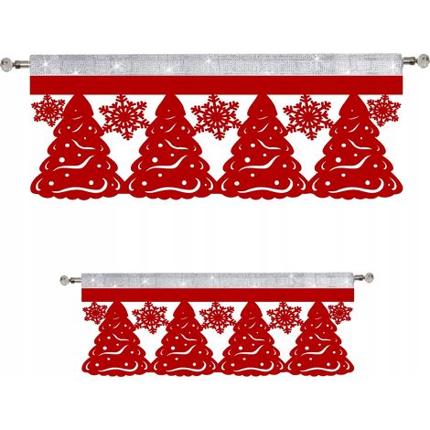 SET: Mantovana per tenda, alberi di Natale, fiocchi di neve, GLAMOUR, 90x38, 60x35