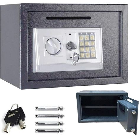 Digital Steel Safe Electronic Security Office Home Money Cash Safety Box, Top Digital Safe Box Large 2 Compartments with 2 Override Keys,Full-digit Keypad and 4 Installing Bolts 16L (35x25x25cm, Grey)