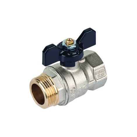 Tiemme - Valvola/Arresto A Sfera Acqua Diritta Maschio/Femmina 1/2" Con Farfalla Nera