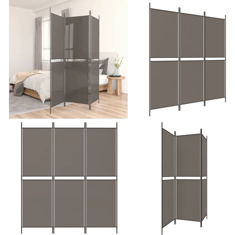3-tlg. Paravent Anthrazit 150x220 cm Stoff - Raumteiler - Stoffparavent (1/5)