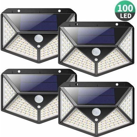 Lampe Solaire ExtérieurVersion Puissante 4 Pack100 LED 2200 mAh éclairage Extérieur étanche 270° lumière Solaire Détecteur de Mouvement 180 ° Spot Solaire Applique Solaire pour Jardin (1/5)