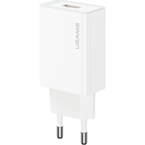 Cargador de pared USB-A USAMS T69 de 18 W, color blanco