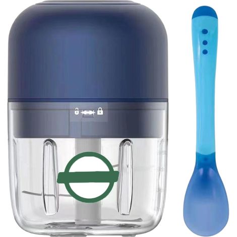 Mini robot culinaire électrique, mini hachoir portable de 250 ml pour viande et ail, avec port de chargement USB de type C. (1/5)