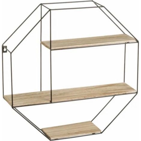Bibliothèque étagère murale coloris naturel-noir - Longueur 51 x Profondeur 11,50 x Hauteur 51 cm (1/3)
