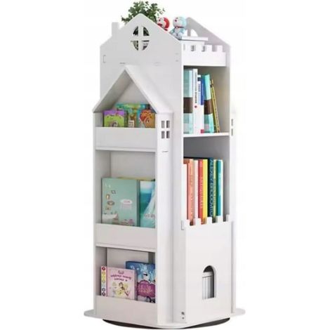 Libreria, ripiano girevole, casetta, organizer, cameretta, bianco WF
