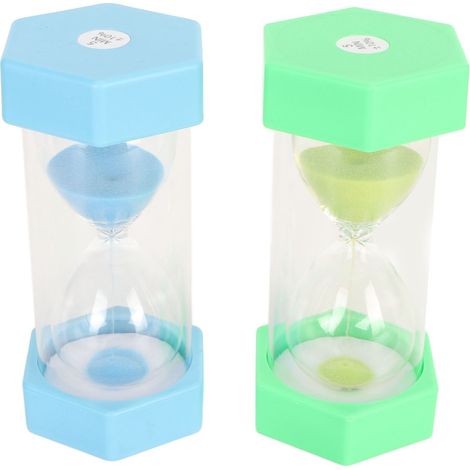 Sablier minuteur 5 minutes, 2 pièces, couvercle hexagonal anti-chute, décoration pour jeux enfants, cuisine, salle de classe (1/5)