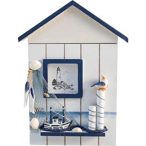 Boîte à clés murale en bois, support pour articles divers, pratique et pratique, boîte de rangement pour clés Label (1/4)