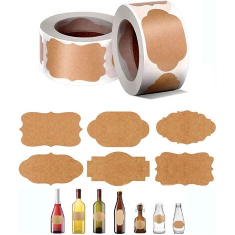 600 Pièces Autocollants D'étiquettes en Papier Kraft, Étiquettes Autocollantes, D'autocollants de Bureau et de Cuisine, Utilisé pour le Dossier,Bouteilles Confiture Bocaux, les Emballages Cadeaux (1/5)