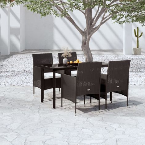 vidaXL Set da Pranzo da Giardino 5 pz con Cuscini Nero (1/5)
