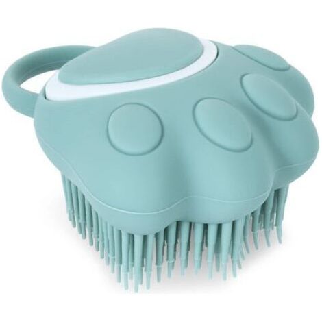 Bath Brush for Dogs and Cats, Silicone Shampoo and Massage Dispenser for Short and Long Haired Dogs and Cats (Blue Paw Shape) (1/4)