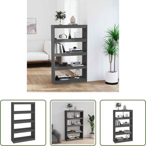 vidaXL Rangement - Bibliothèque/Séparateur de pièce Gris 80x30x135,5 cm Pin massif (1/5)