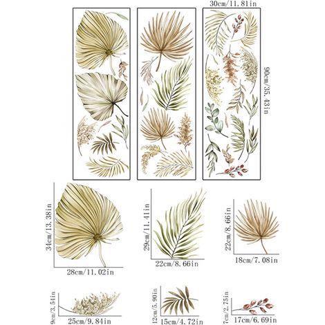 Pegatinas de pared de hojas de palma, pegatina de pared de planta Tropical, decoración de pared para dormitorio, sala de estar y oficina (1/5)