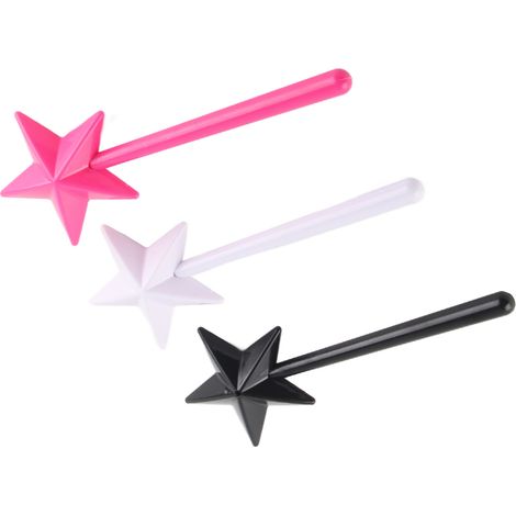 Lot de 3 salières et poivrières magiques en forme d'étoile, rechargeables, distributeur d'épices et d'assaisonnements, rose, noir et blanc. (1/5)