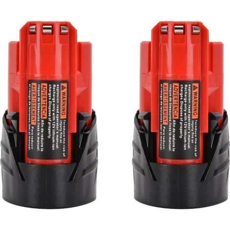 2PCS Batterie Li-ion 12V 2500mAh pour Outils Milwaukee M12, Compatible 48-11-2401, Haute Durabilité (1/5)