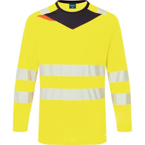 Camiseta deportiva imagen corporativa, bandas reflectantes segmentadas PORTWEST DX416 5XL Amarillo/Negro