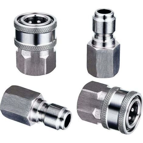 Hochdruckreiniger-Adapter, 2 Sets, 3/8-Zoll-Schnellkupplungen, Edelstahl-Hochdruckreiniger-Anschlüsse, männliche und weibliche Schnellkupplungen
