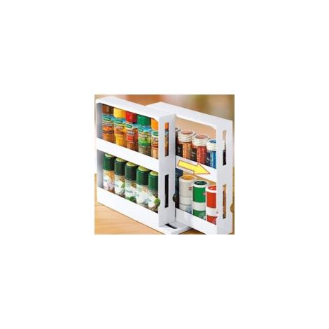 Porte-épices, 2 Niveaux Porte-épices Rotatif Extractible Cuisine Placard Étagère de Rangement Étagère à Épices Pots dassaisonnement Organisateur (1/5)