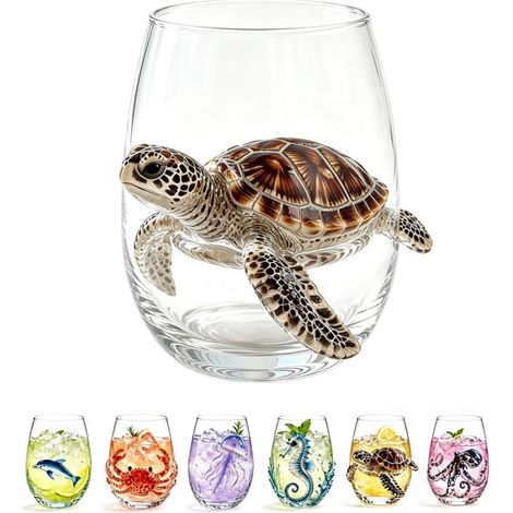 Verre à whisky artisanal en verre Irovami Glass en forme d'œuf et d'animal, tortue (1/5)